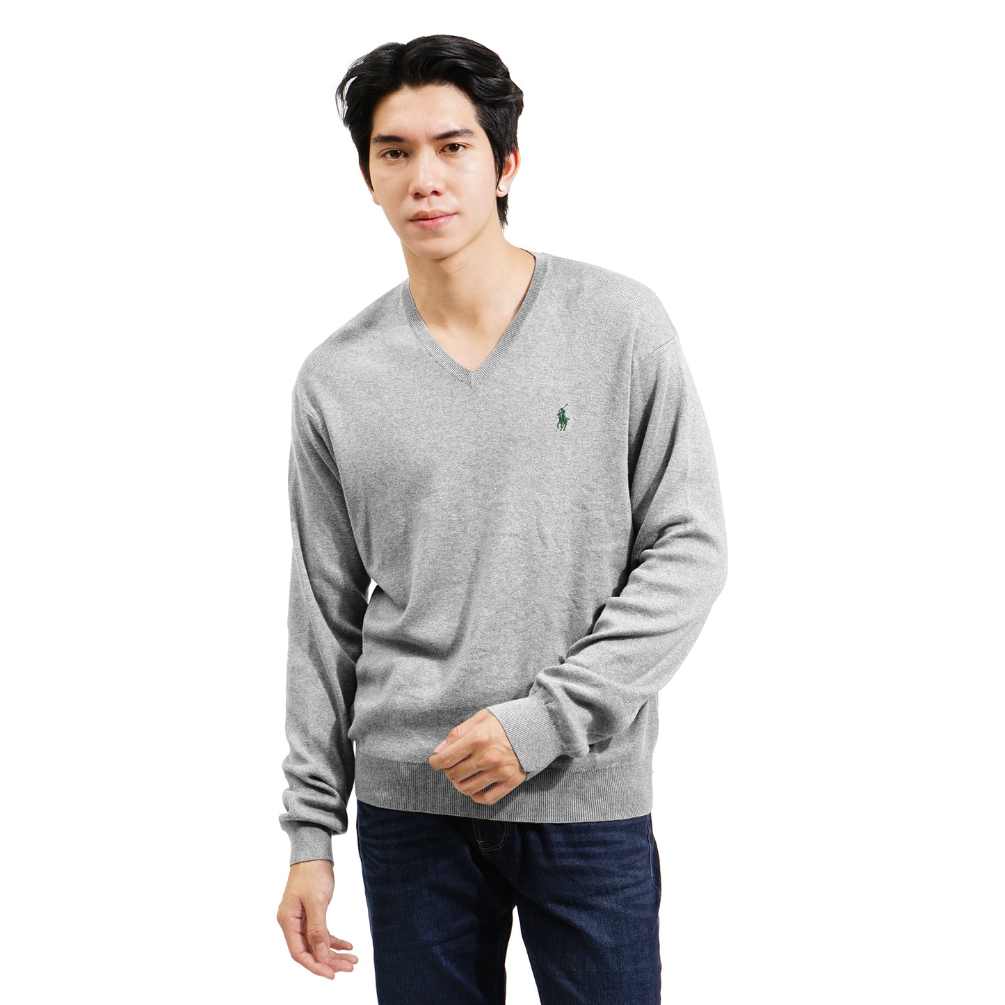 PRL Logo Cotton V-Neck Sweater