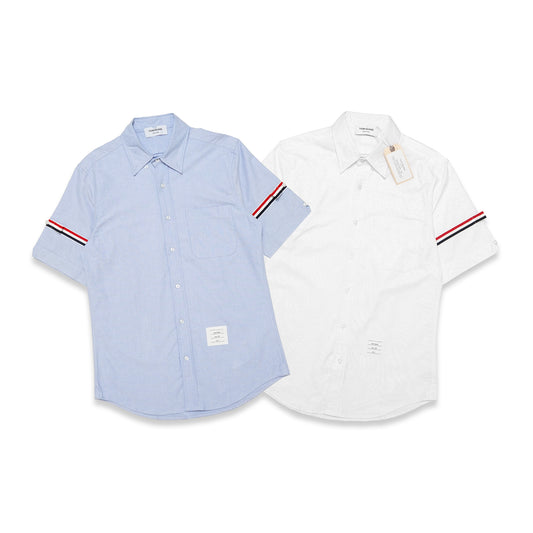 TBN Oxford Striped Armband Short Sleeve Shirt