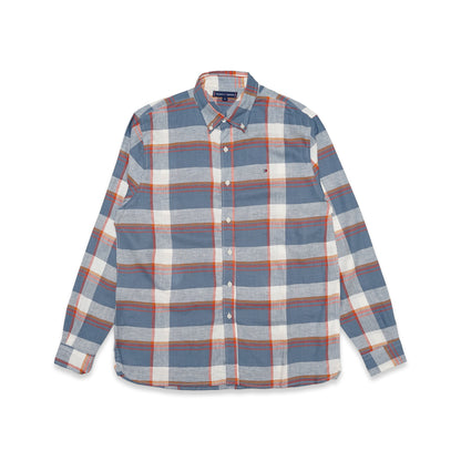 THFR Plaid Faux-Linen Regular Fit Long Sleeve Shirt