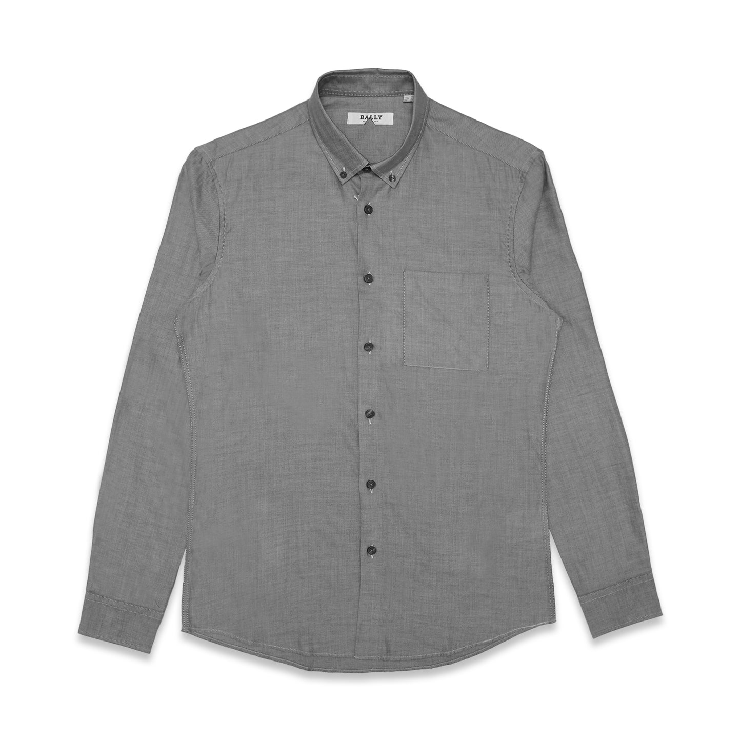 Bally Slim Fit Textured Woven Cotton Long Sleeve Shirt