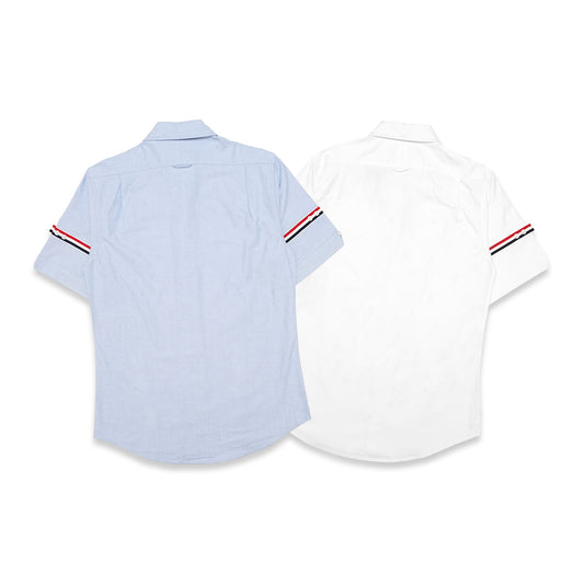 TBN Oxford Striped Armband Short Sleeve Shirt