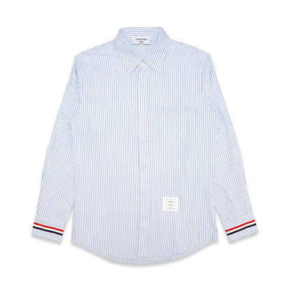 TBN Oxford Tricolor Cuff Striped Long Sleeve Shirt