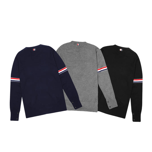 TBN Milano Stitch Stripe Armband Pullover Crewneck Sweater