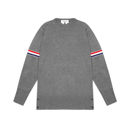 TBN Milano Stitch Stripe Armband Pullover Crewneck Sweater