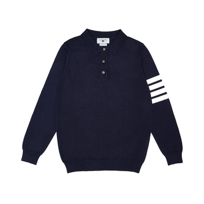 TBN Bar Stripes Long Sleeve Polo Shirt