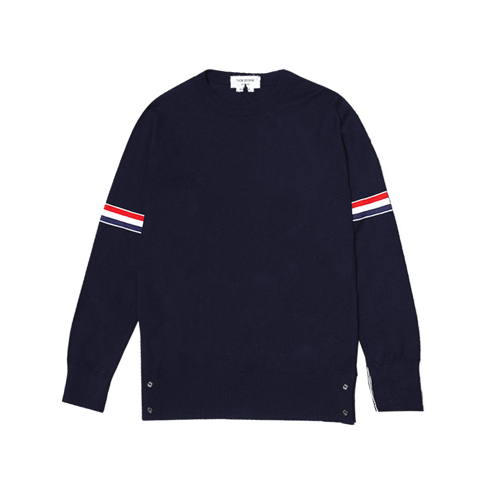 TBN Milano Stitch Stripe Armband Pullover Crewneck Sweater