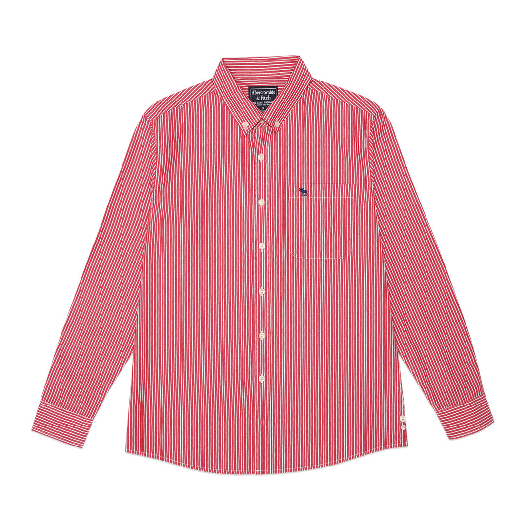 ANF Striped Poplin Long Sleeve Shirt