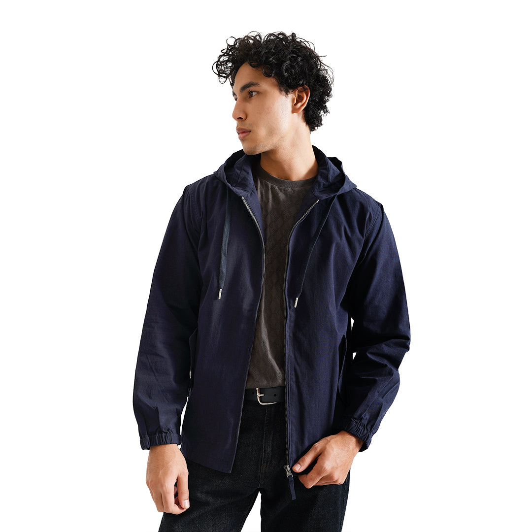 FOLX Woven Double Pockets Zip Hoodie