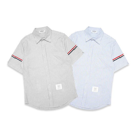 TBN Oxford Grosgrain Armband Striped Short Sleeve Shirt