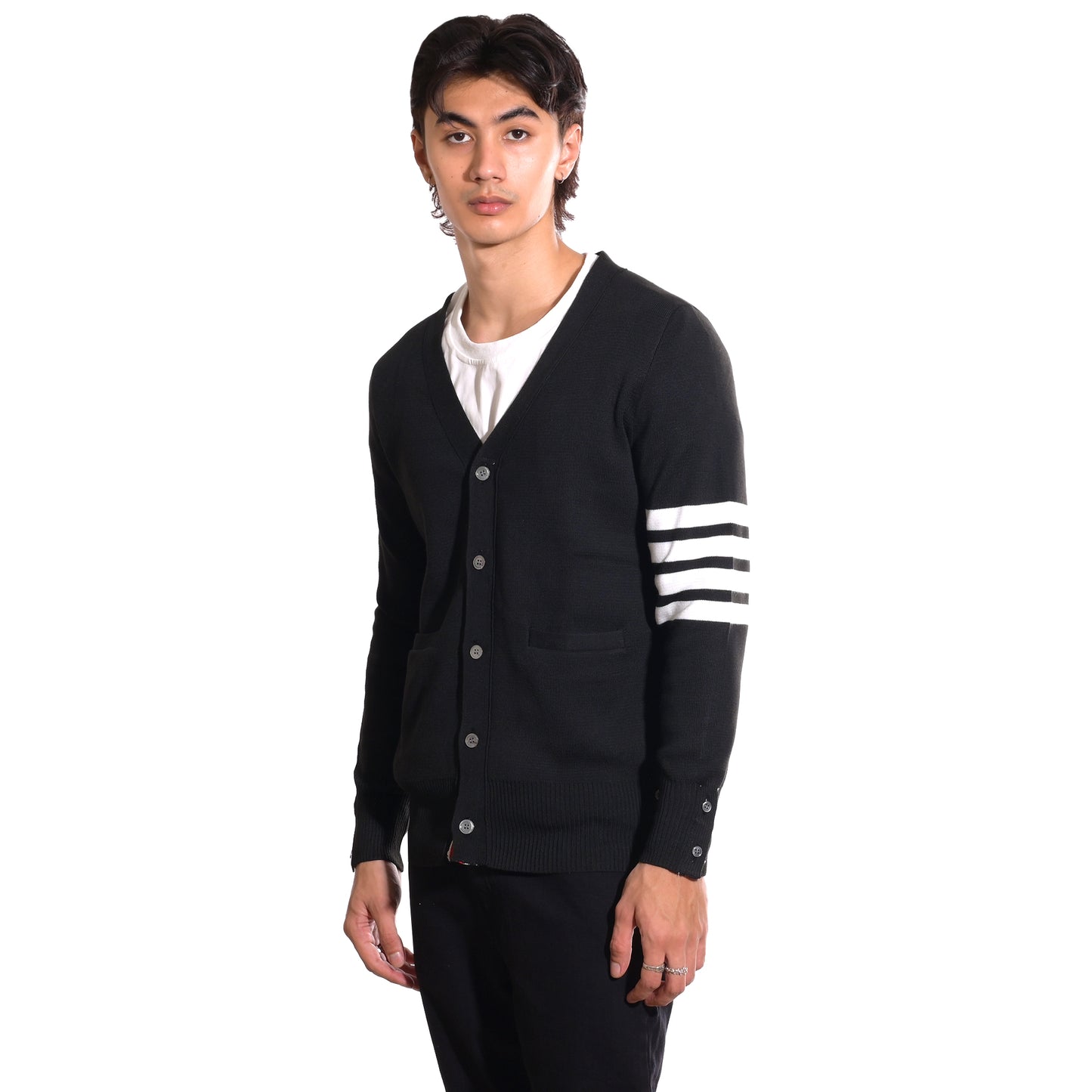 TBN Bar Stripe V-Neck Cardigan