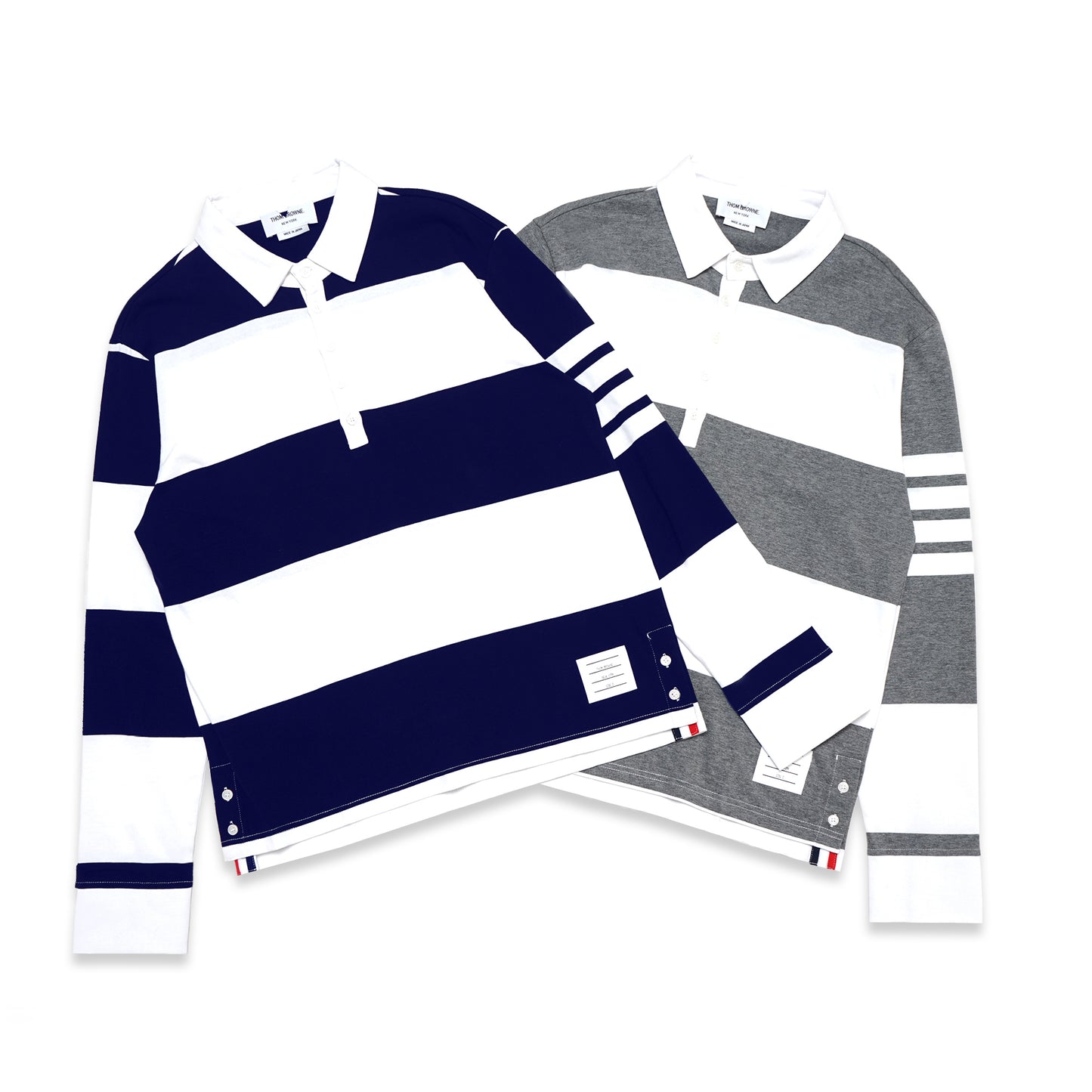 TBN Rugby Stripe Cotton Long Sleeve Polo Shirt