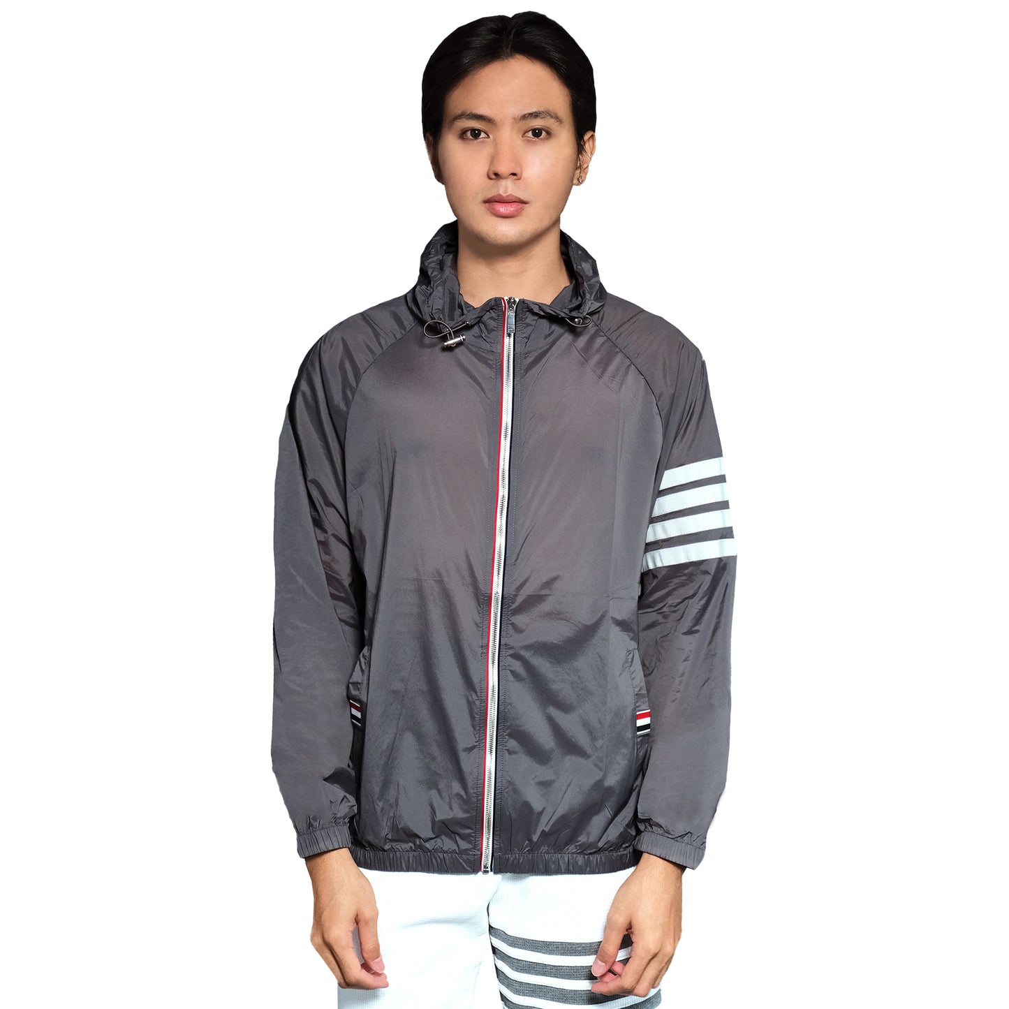 TBN Tricolor Zipper Hooded Windbreaker Jacket