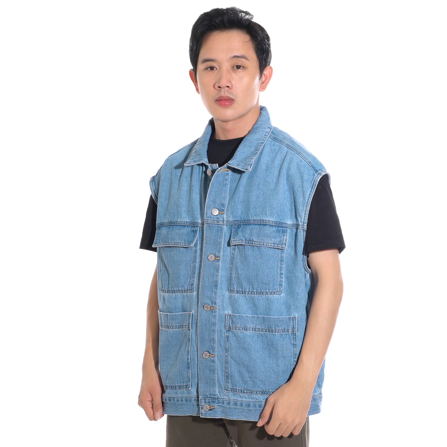 H&M Washed Denim Sleeveless Jacket