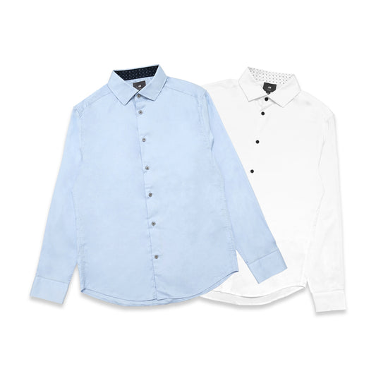 H&M Slim Fit Patterned Collar Long Sleeve Shirt