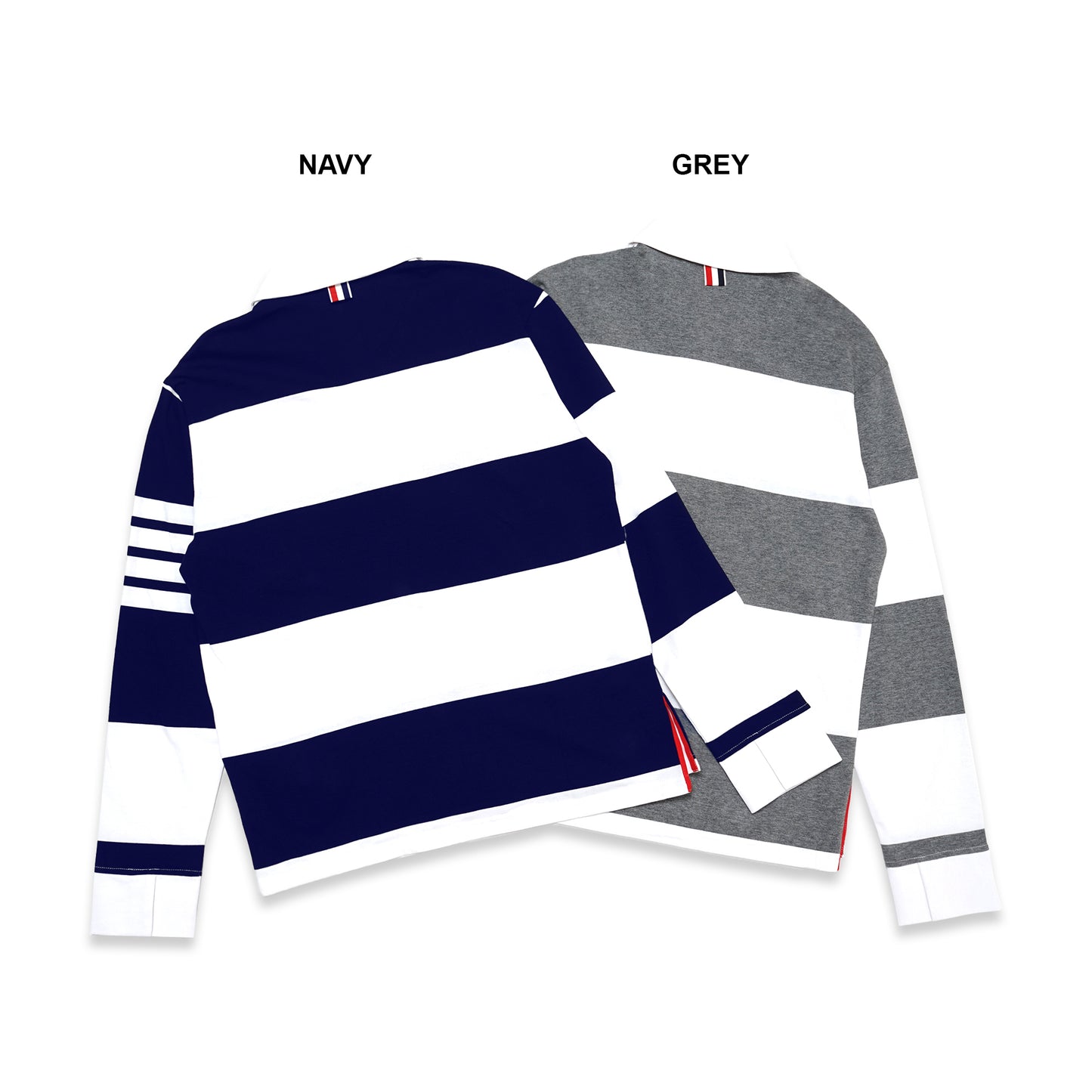 TBN Rugby Stripe Cotton Long Sleeve Polo Shirt