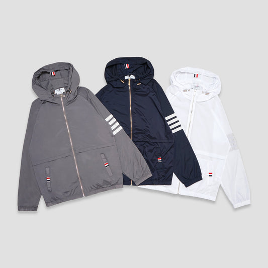 TBN Back Tricolor Grosgrain Hooded Windbreaker Jacket