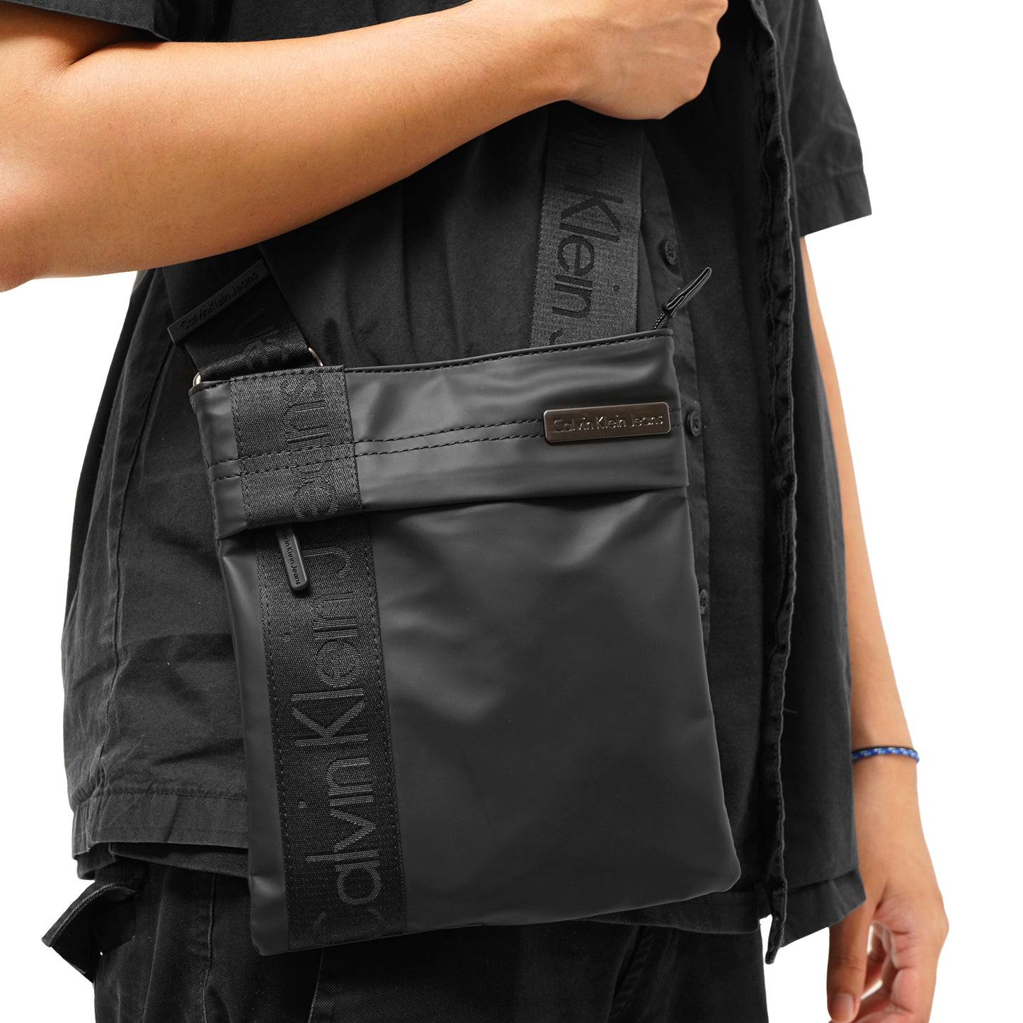 CK Vertical Logo Flat Crossbody Bag