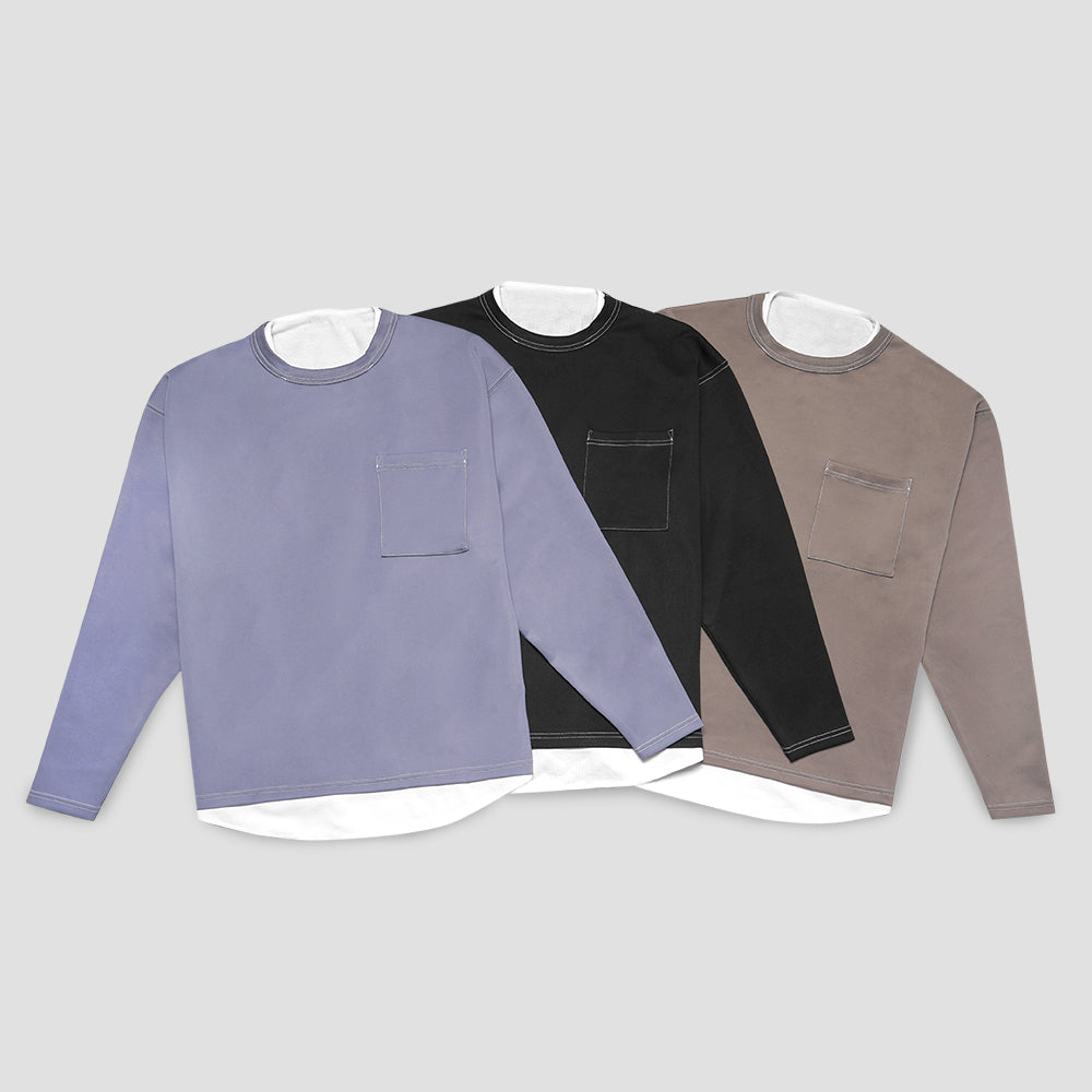 Beams Stitch Pocket Oversize Long Sleeve T-Shirt