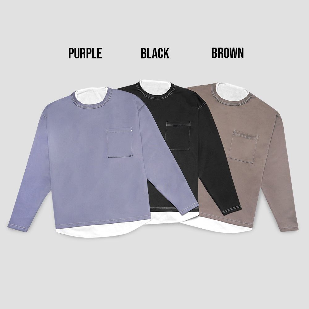 Beams Stitch Pocket Oversize Long Sleeve T-Shirt