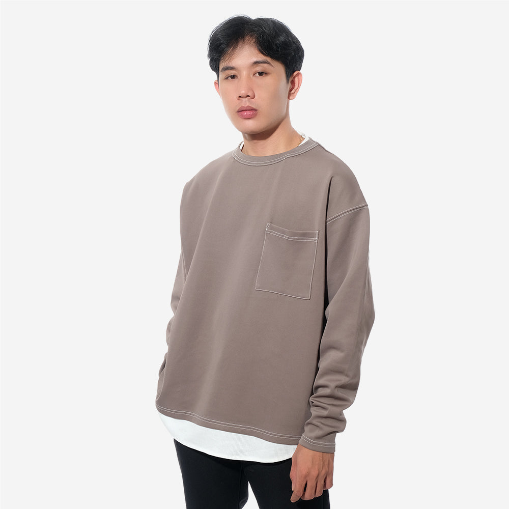 Beams Stitch Pocket Oversize Long Sleeve T-Shirt