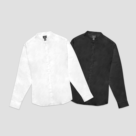 H&M Muscle Fit Grandad Long Sleeve Shirt