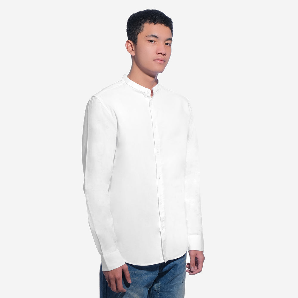 H&M Muscle Fit Grandad Long Sleeve Shirt