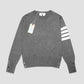 TBN White 4-Bar Crewneck Sweater