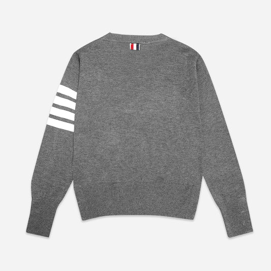 TBN White 4-Bar Crewneck Sweater