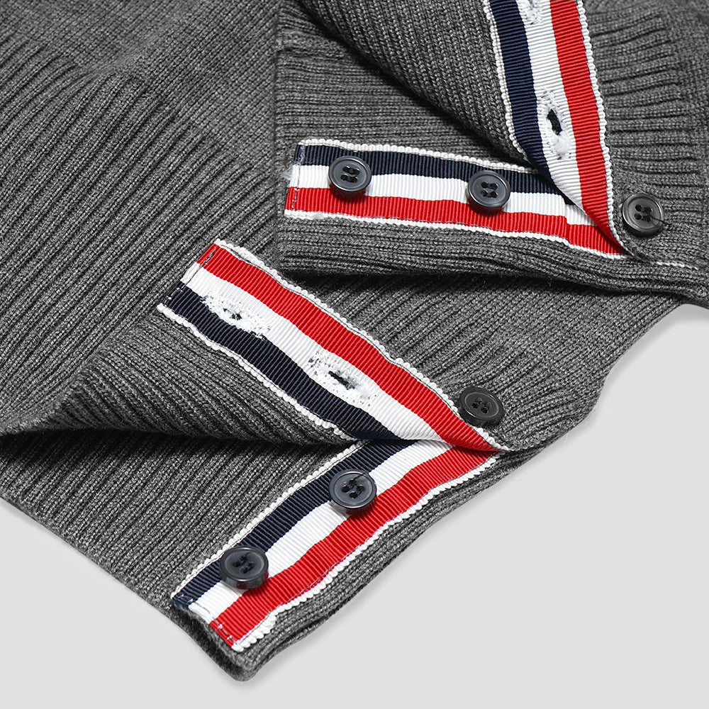 TBN White 4-Bar Crewneck Sweater