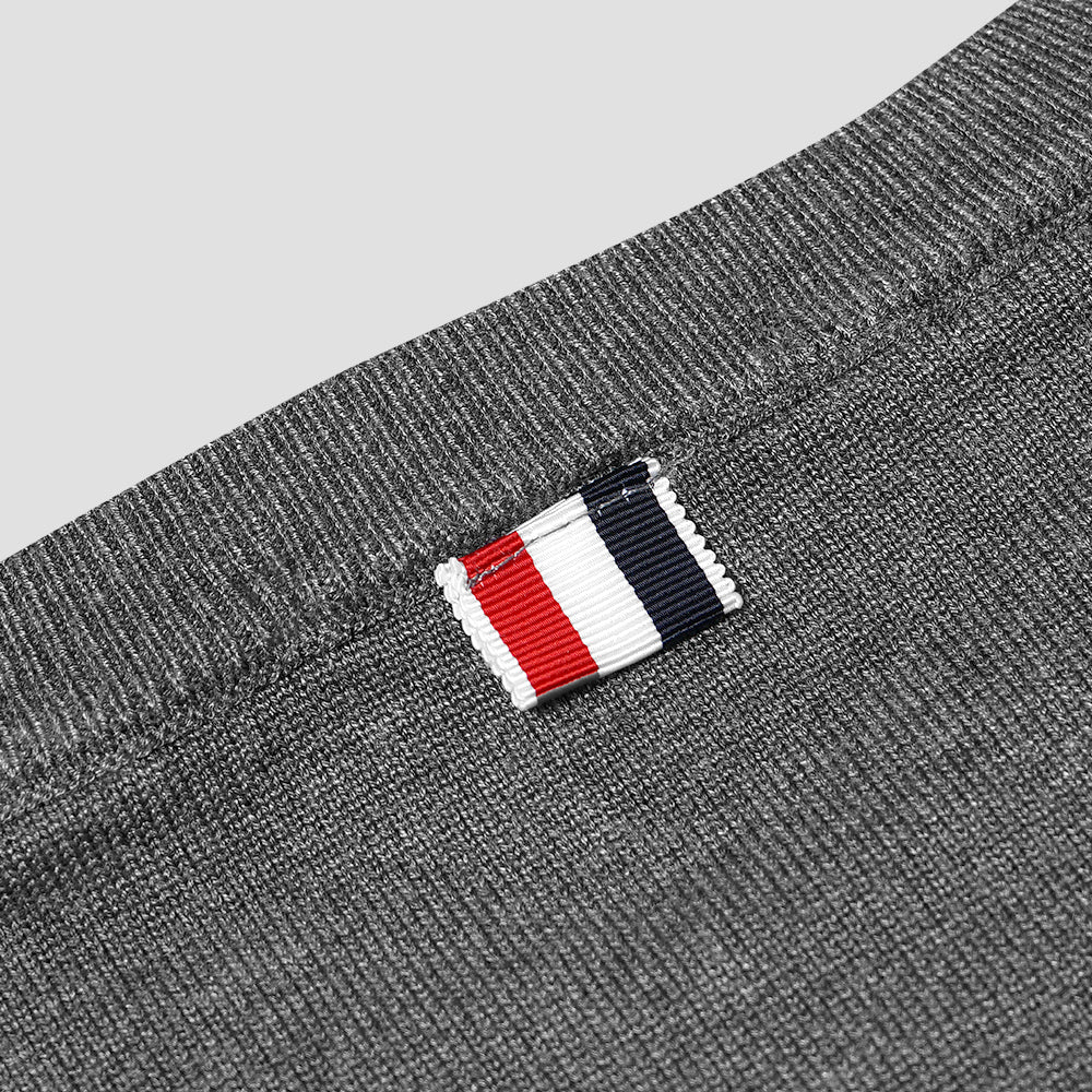 TBN White 4-Bar Crewneck Sweater