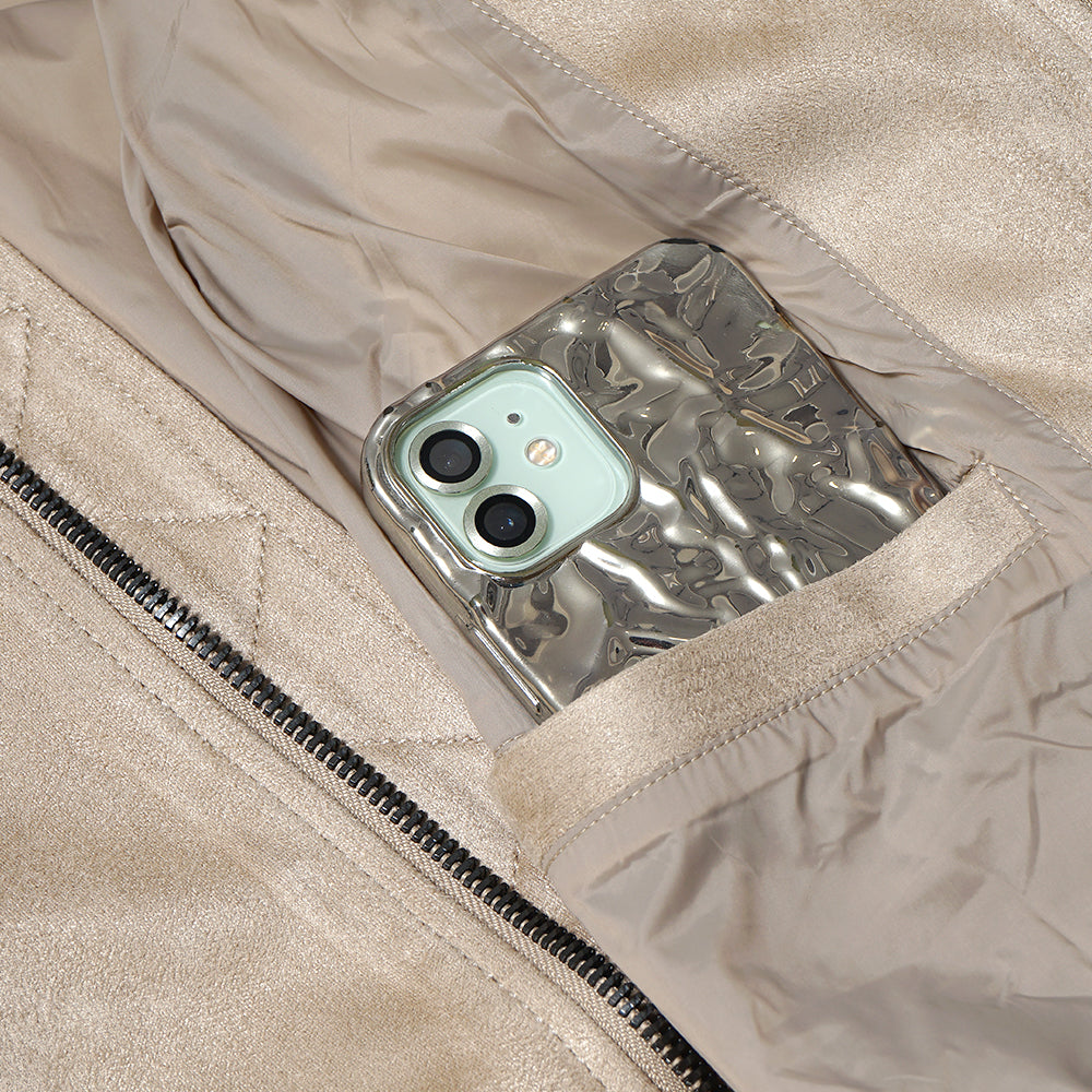 ZRA Faux Suede Bomber Jacket